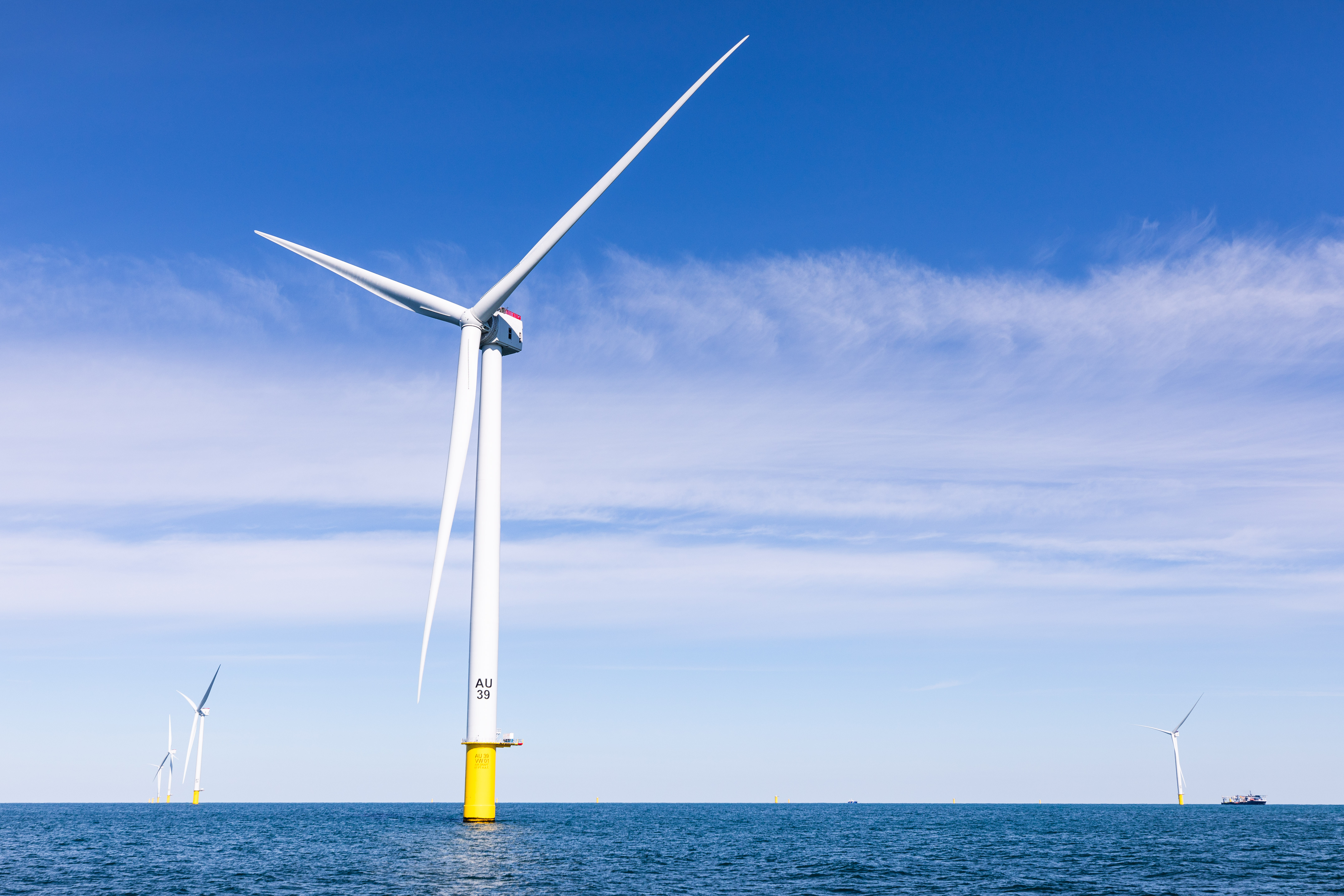 A GE Haliade-X Turbine Stands in the Vineyard Wind 1 Project Area South of Martha’s Vineyard. Photo Credit: Eric Haynes